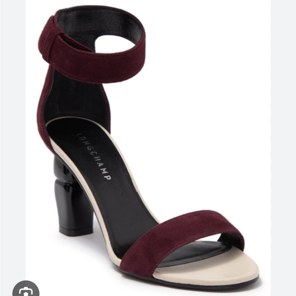 LONGCHAMP
Suede Ankle Strap Sandal In Brandy size EU 41